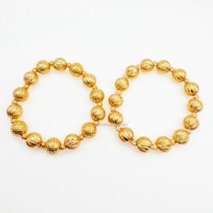 新中式925银镀金碎冰冰镭射满钻大小车花龙鳞金珠弹力手串轻奢