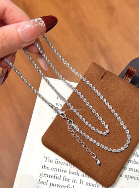 暗黑风嘻哈个性925银设计感男女通用款中性风简约百搭粗麻花项链