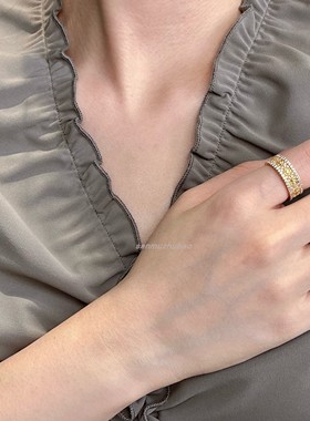 925纯银镀金镶锆石轻金刚杵戒指