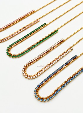 法式轻奢复古璀璨彩钻流苏满天星项链时尚重工百搭小众设计高级感