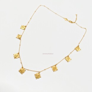 ins小众复古罗马八角钱币毛衣链叠戴八人头像硬币纯银镀18k金项链