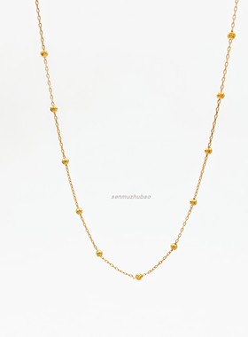 镭射隔珠链百搭吊坠简约中长项链