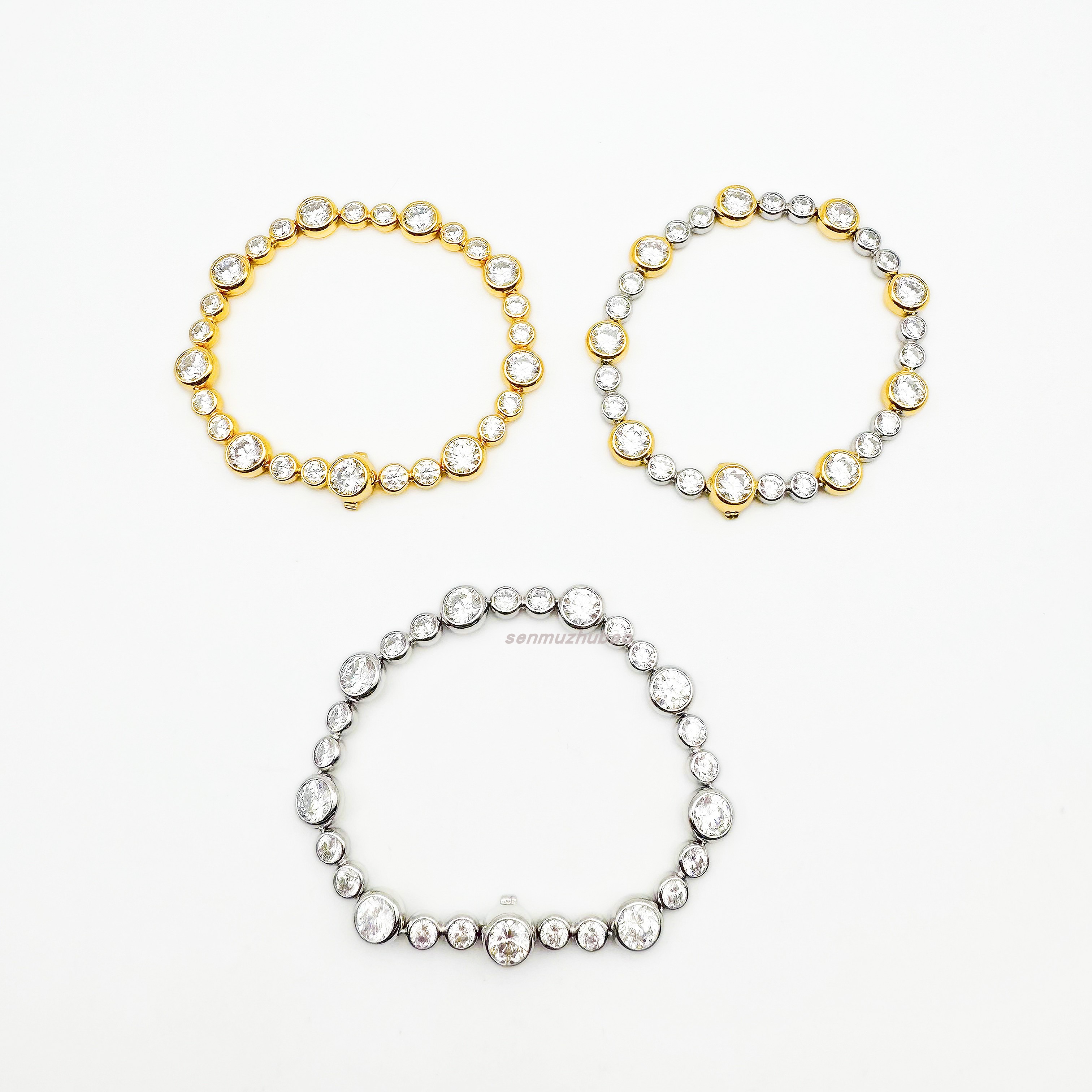 圆形闪亮泡泡钻石满钻排钻手链