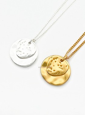 圆牌吊坠毛衣链不规则手工简约