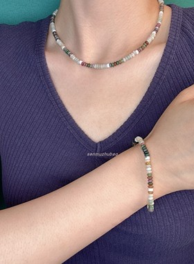 疯狂玛瑙白松天河石项链手串