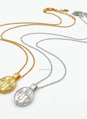 欧美金色罗马钱币吊坠盒复古金币项链精致气质高级感吴千语同款