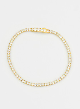 925纯银欧美ins风时尚王嘉尔同款满镶锆石嘻哈潮酷镶钻网球链手链