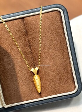 ins博主同款925纯银可爱甜美设计感个性创意金灿灿胡萝卜轻奢项链