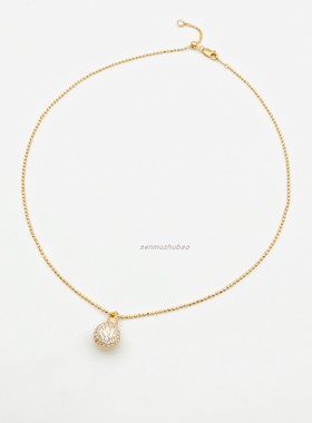 轻珠宝 拉丝圆球项链满天星吊坠可转动925银轻奢设计高级感锁骨链