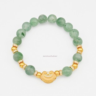 925纯银新中式复古国潮古风天然非洲翠平安锁转运手串本命年新年