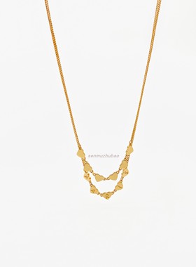 法式CE双层满天星爱心纯银项链精致时髦个性字母桃心轻奢锁骨链