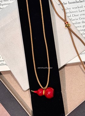 新中式复古滴油葫芦编绳项链毛衣链轻奢高级感小众设计首饰批发