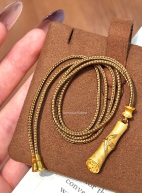 国风S925纯银新中式复古竹子竹节项链高级感节节高升抽拉棕绳项链