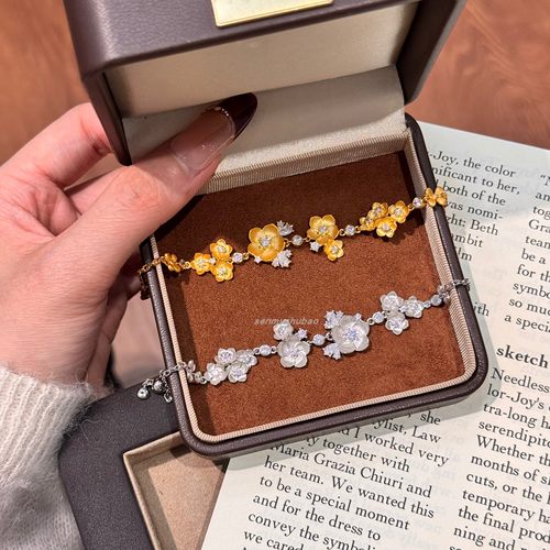 东方风大气新中式复古轻奢气质S925纯银高级感牡丹花手链百搭手饰