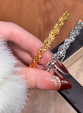 新款S925纯银复古轻奢编织交叉绕线双珠镭射珠手链高级感时尚精致