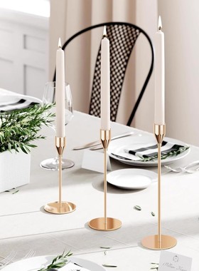 欧式蜡烛台摆件烛光晚餐三件套