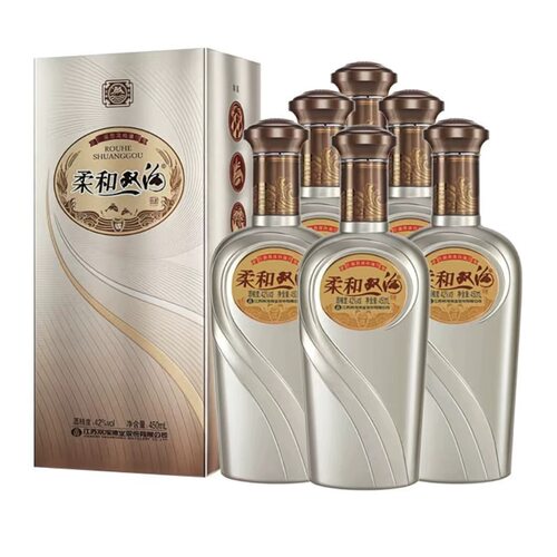 柔和双沟(银)42度450ml*6瓶浓香型白酒 原厂正品送礼宴会婚庆