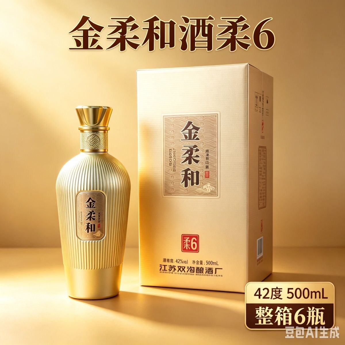 双沟金柔和42度浓香整箱6瓶纯粮白酒中秋送礼长辈绵柔型一整箱