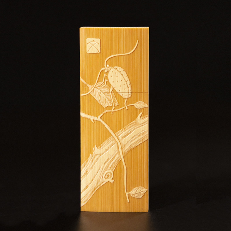 精品留青雕刻玉竹牙签盒纯手工竹雕山水老玉竹制便携式车载牙签筒