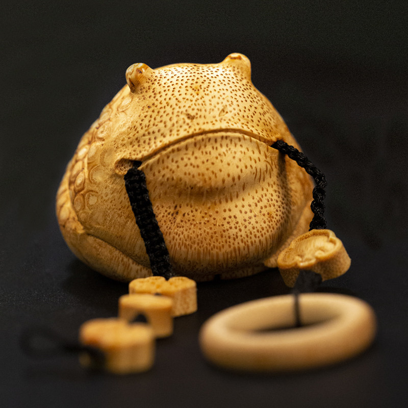 文玩竹根金蟾手把件竹雕实心竹蛤蟆把玩件文玩竹子手把件蟾蜍雕刻