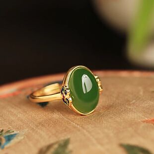 新中式宫廷风碧绿戒指环女士珐琅如意可调节中国风气质高级感百搭