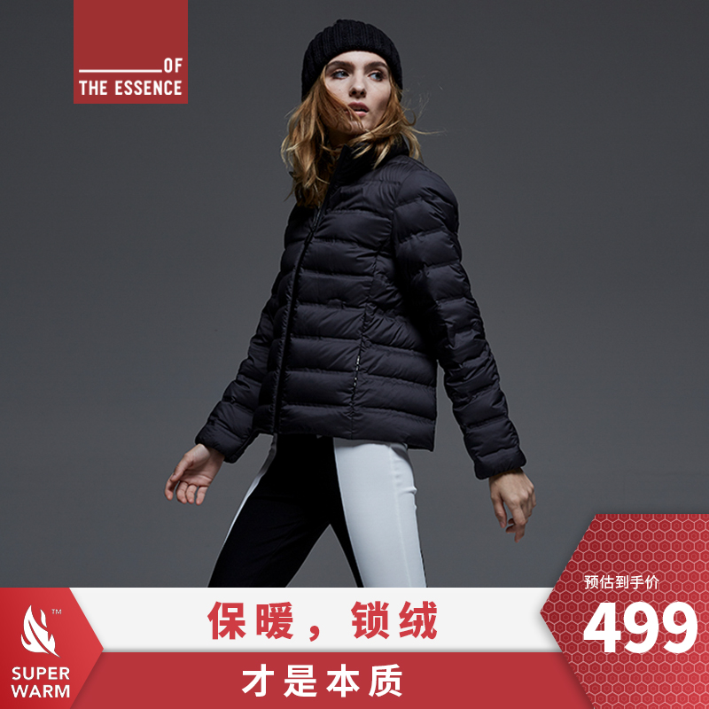 轻薄经典黑色修身短外套羽绒服