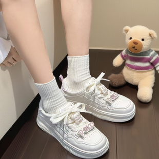 红珊瑚板鞋2025年鞋子女生新款板鞋真皮防滑百搭厚底小白鞋女款