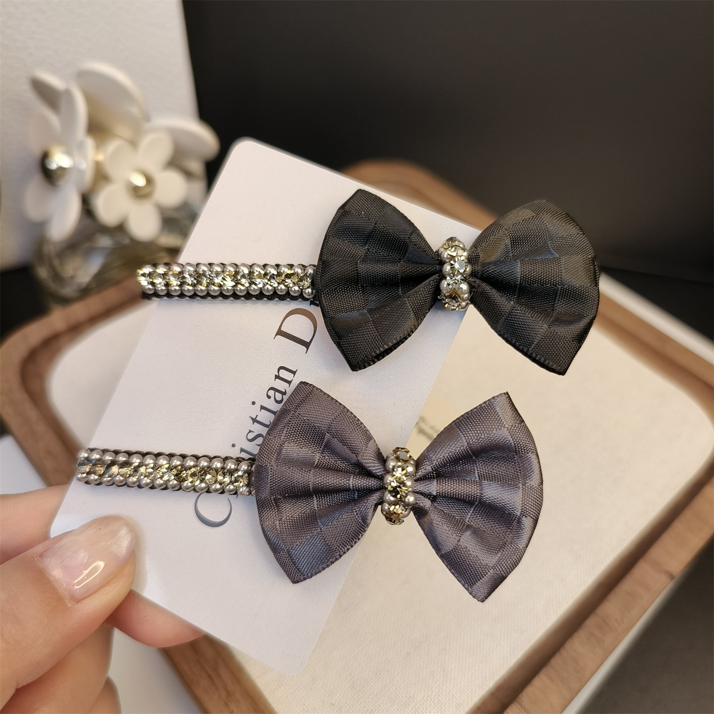 韩版水钻蝴蝶结刘海鸭嘴夹