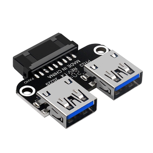 尚优琦电脑主板19PIN公头转双USB3.0母座转接头开放式机箱内置USB3.0插口19针公转USB-A口插线头转换器扩展卡