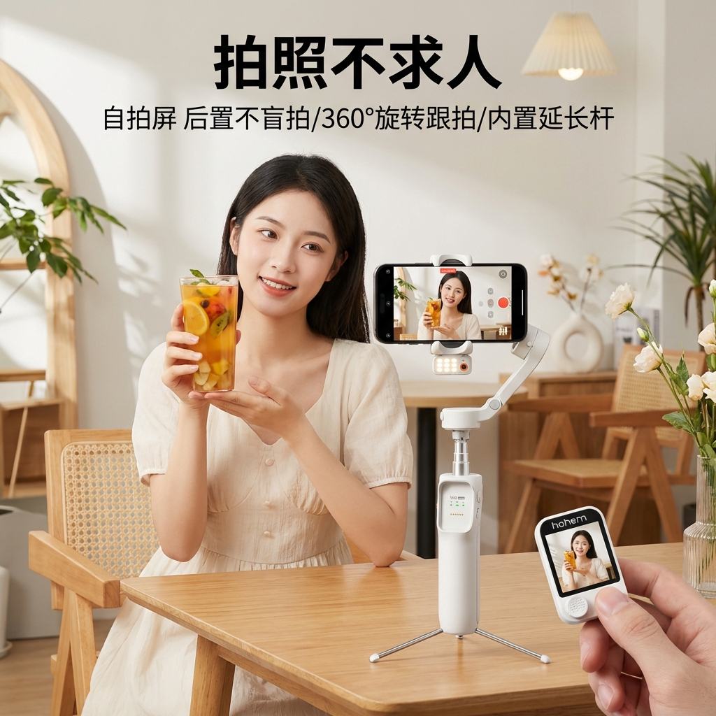 浩瀚V3Ultra稳定器平衡手机防抖手持拍摄云台全自动360度旋转运镜神器跟踪跟拍直播短视频vlog专用设备自拍杆