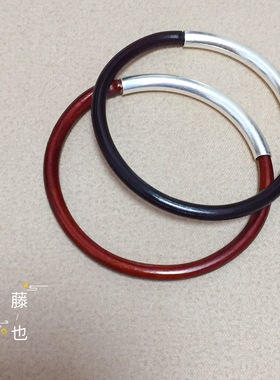 纯银管无节精细简约风鸡血藤手镯