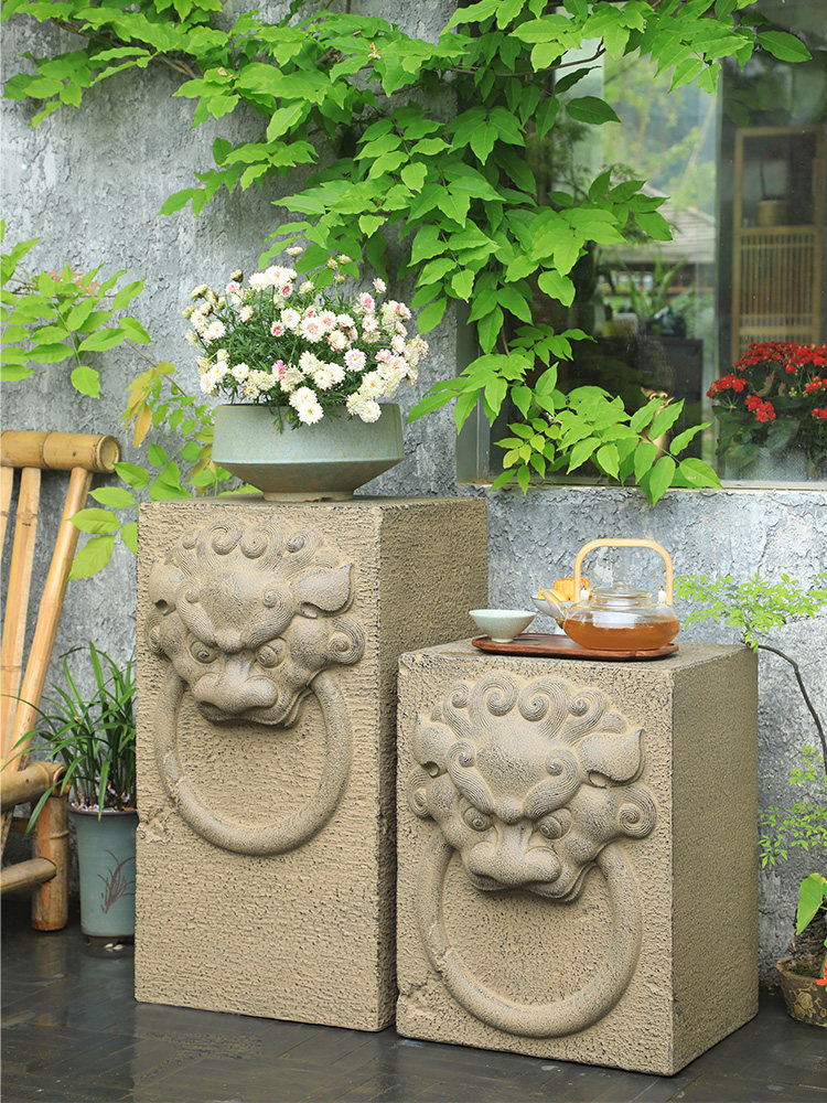 汉韵堂家居客厅新中式展示柱摆件户外庭院花园彷石墩花盆底座花墩,家居饰品,落地摆件,淘宝优惠券,粉丝福利购,淘宝优惠卷