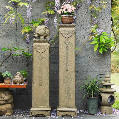 汉韵堂中式展示柱工艺礼品摆饰室内装饰落地摆件户外庭院盆景彷石