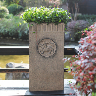 汉韵堂中式 创意绿萝花钵庭院花园复古落地摆件 户外花盆大口径个性