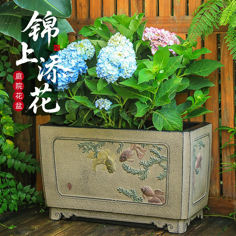 汉韵堂庭院造景户外方形花盆天台大花缸阳台别墅花园种植花池摆件