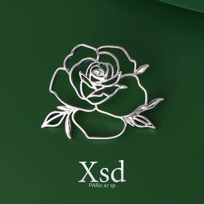 镂空玫瑰花胸针高档女简约轻奢小众高级感时尚西装配饰气质百搭潮