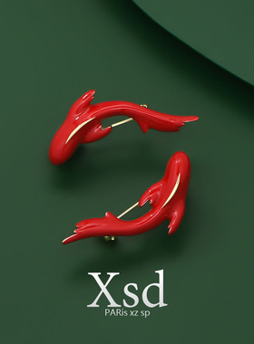 新年胸针年年有余高档女红色喜庆锦鲤精致过年气氛胸花西装别针潮