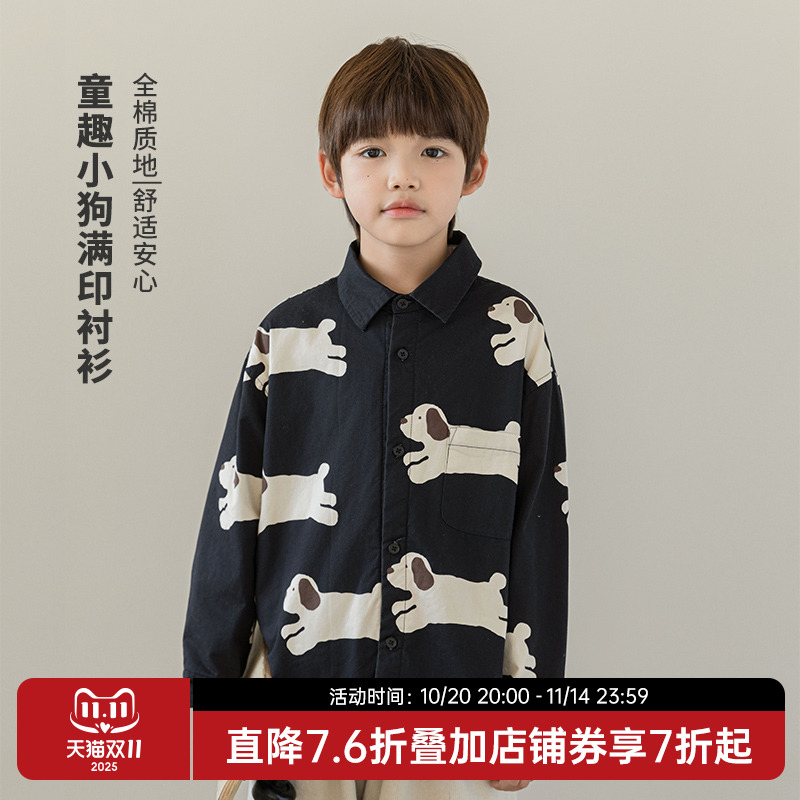 oddtails男童秋季数码印花衬衫