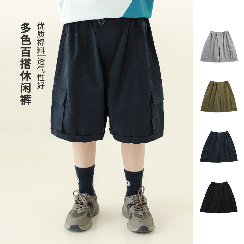 oddtails男童短裤夏季纯棉透气2026新款儿童户外工装运动休闲裤子图片
