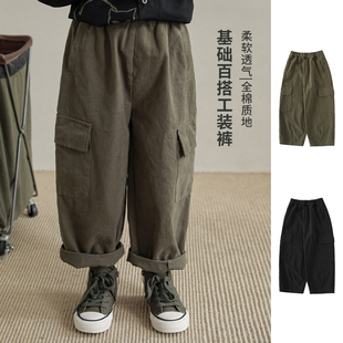 中大童男童休閑褲 oddtails青少年童裝 春秋新款 2025年兒童裝 工裝 褲