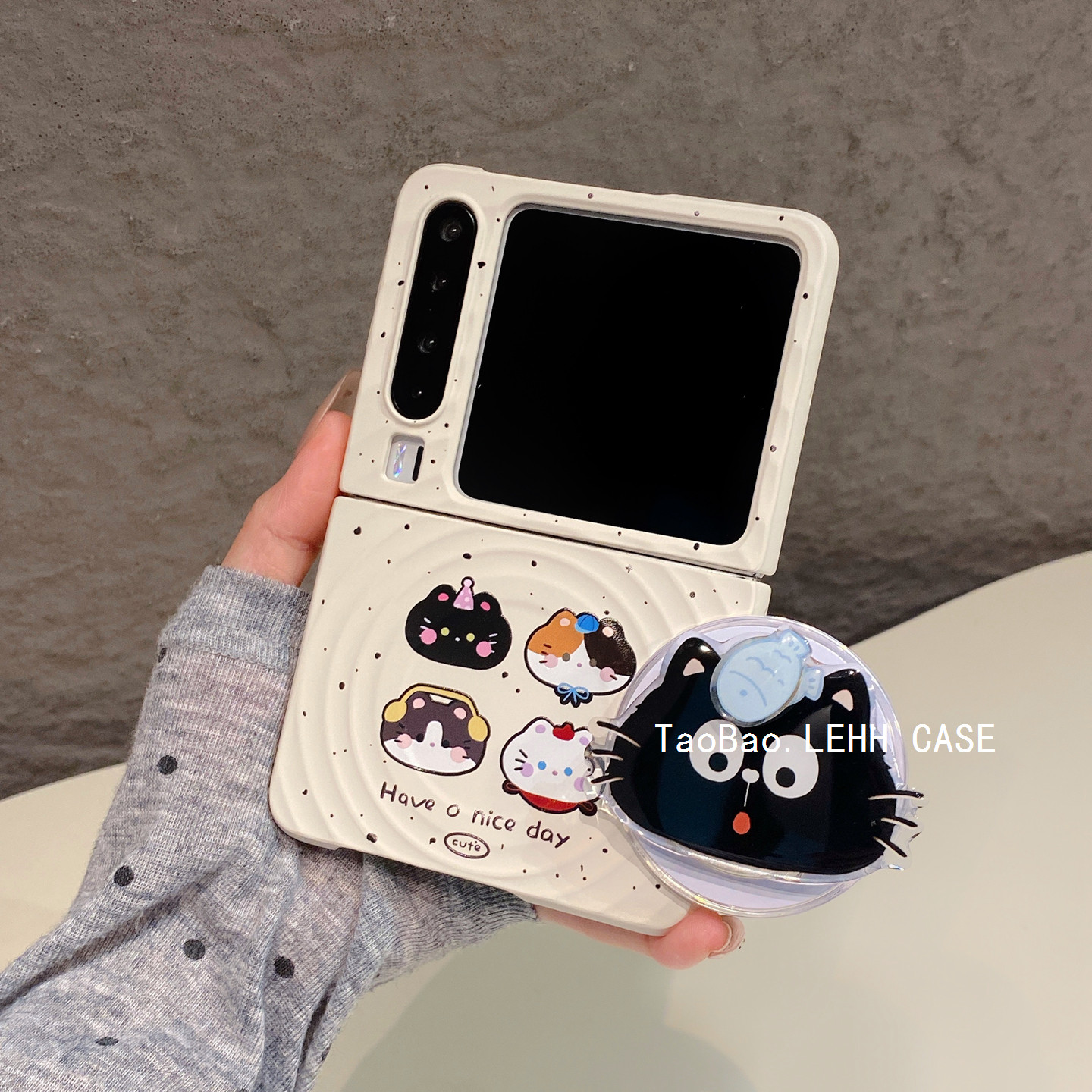 ins可爱猫咪适用华为puraX折叠屏手机壳pocket2磁吸支架小米mixflip2肤感波漾壳三星zflip6/7/8可爱女款nova