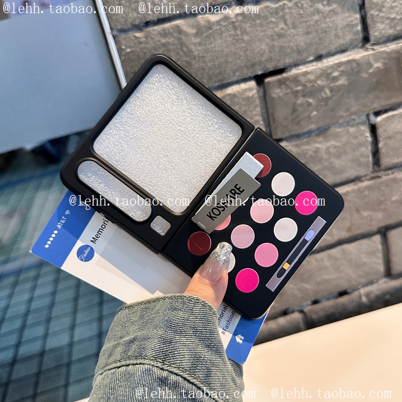 口袋粉饼盒适用华为PuraX手机壳阔折叠屏小米mixflip2迷你眼影盘pcoket2彩妆盒荣耀magicvflip肤感zflip7支架