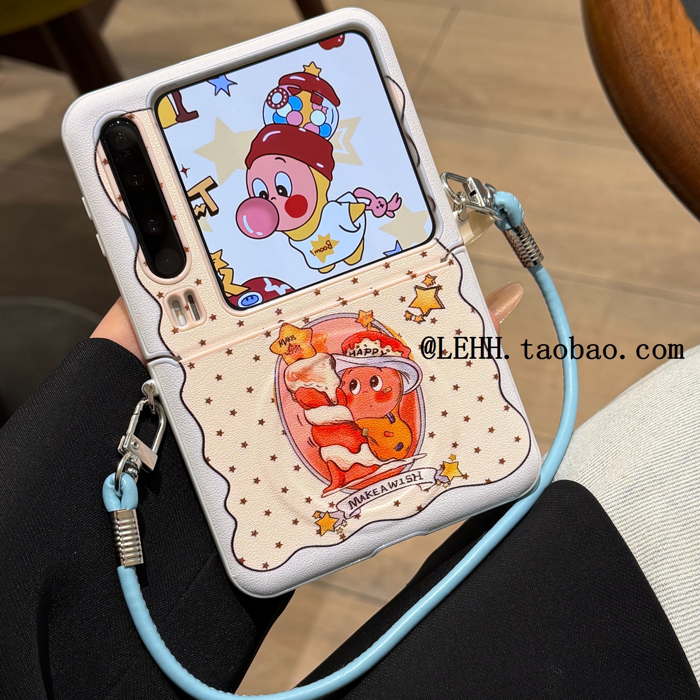 趣味卡通星星人适用华为purax手机壳新款小米mixflip2折叠屏pocket2磁吸壳三星zflip7/6手提链荣耀V韩风女