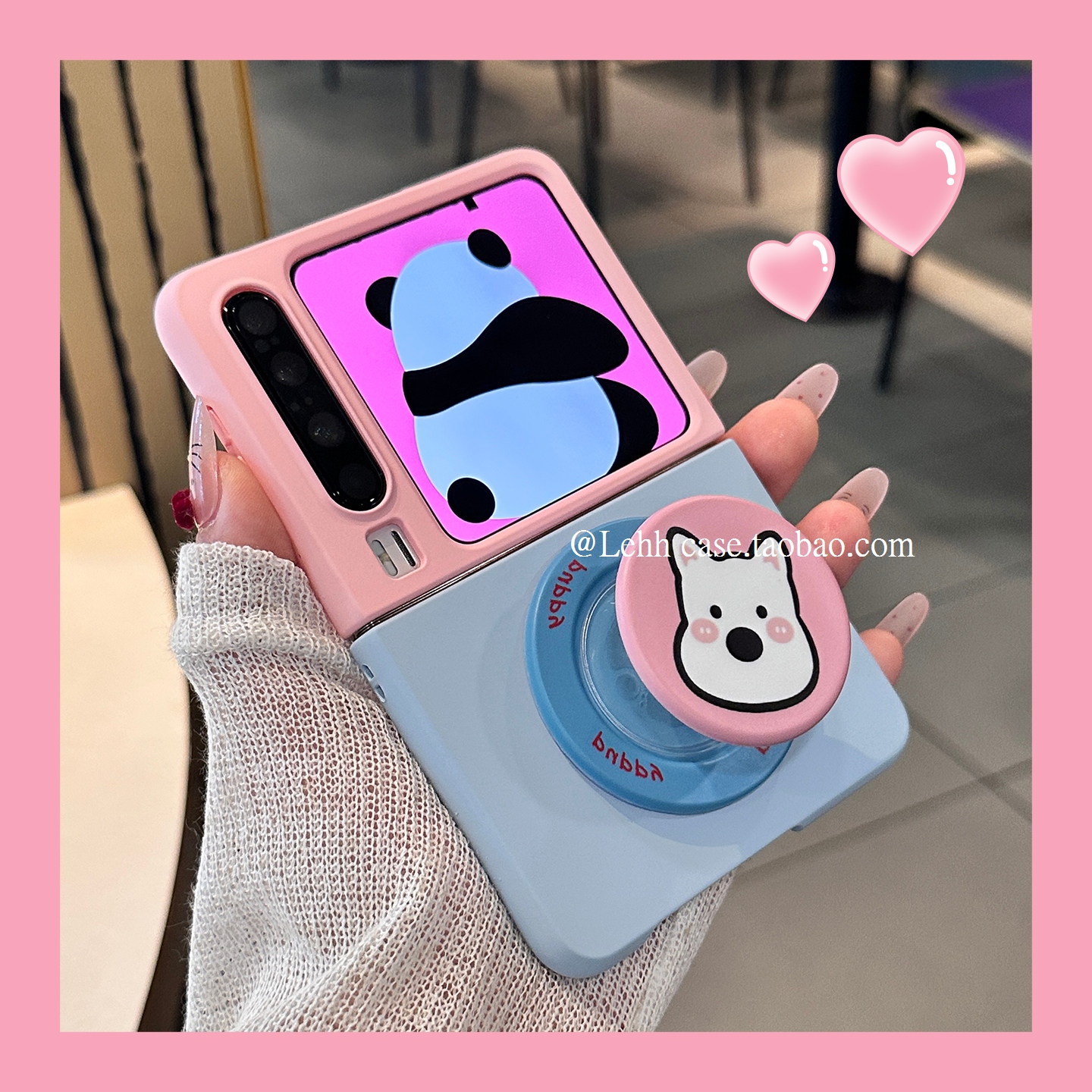 可爱拼色西高地磁吸支架适用华为purax手机壳折叠p50pocket2肤感个性小米mixfli2女款三星zflip5/6/7外壳