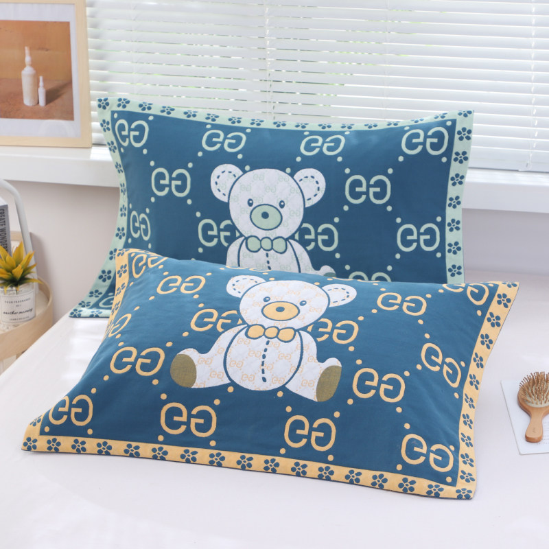 沐凡枕套棉质纱布枕头套加厚加大秋季成人家用枕芯套一对装儿童秋