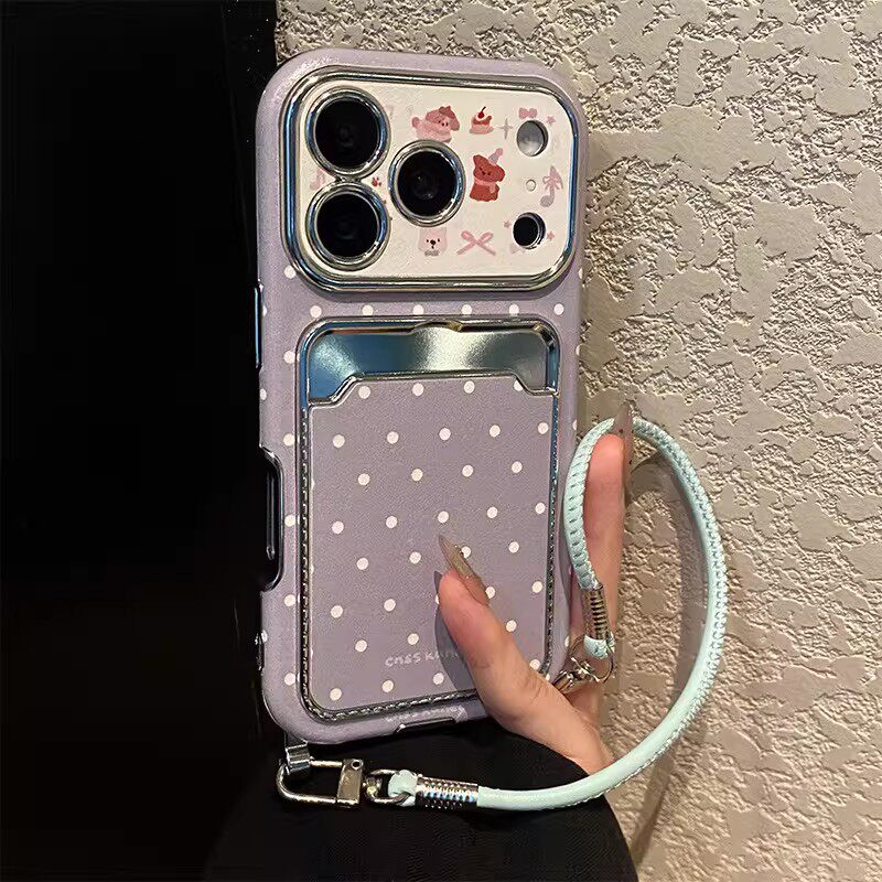 波点蝴蝶结小狗卡包适用苹果17promax手机壳华为pura80