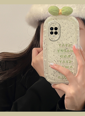 泼墨立体蝴蝶结适用华为nova14ultra手机壳nove13pro毛绒12活力版秋冬11se韩系10绿色9por小清新8绒布7i/6/5t