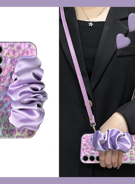 适用三星note20手机壳noto10满屏9紫色s25edge爱心s24plus立体s23带腕带s22手腕s21背带s10e可斜挎s9羽纱s8女