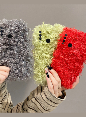 红色毛绒适用vivoy3手机壳z5x简约y9s纯色y7s秋冬y5s卷毛u3x毛茸茸z6冬天z3i毛毛z1i保暖u3暖手z5硅胶vivo女
