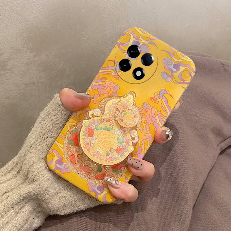 手机壳硅胶闪粉中国风立体旋转葫芦支架